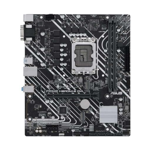 ASUS Prime H610M-E D4 Intel LGA 1700 mic-ATX Motherboard with DDR4, PCIe 4.0, Dual M.2 Slots, Realtek 1 Gb Ethernet, DisplayPort, HDMI, D-Sub, USB 3.2 Gen 1 Ports, SATA 6 Gbps, COM Header, RGB Header