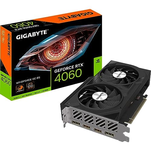 GIGABYTE NVIDIA GeForce RTX 4060 WINDFORCE OC Graphics Card - 8GB GDDR6, 128-bit, PCI-E 4.0, 2475MHz Core Clock, 2X DP 1.4, 2X HDMI 2.1a, NVIDIA DLSS 3 - GV-N4060WF2OC-8GD