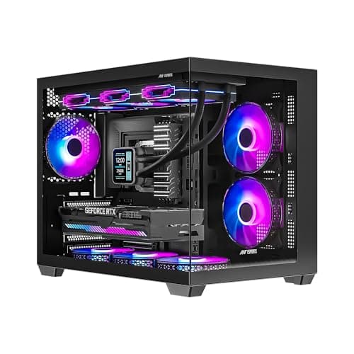 Ant Esports Crystal X6 Mini Mid-Tower Computer Case/Gaming Cabinet - Black | Support Micro-ATX, Mini-ITX | Pre-Installed 6 ARGB Fans